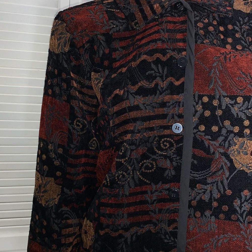 Vintage Reversible Patchwork Button Down Tapestry… - image 8